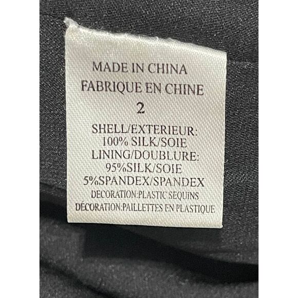 Theory Silk Mini Sequin‎ Skirt Black Silver Size 2 - Picture 6 of 15
